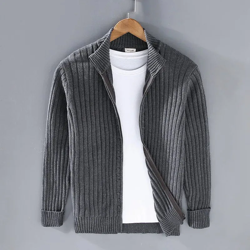 Autumn stand collar cotton cardigan