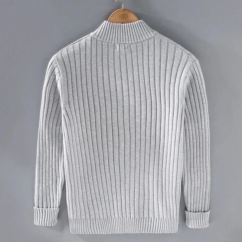 Autumn stand collar cotton cardigan