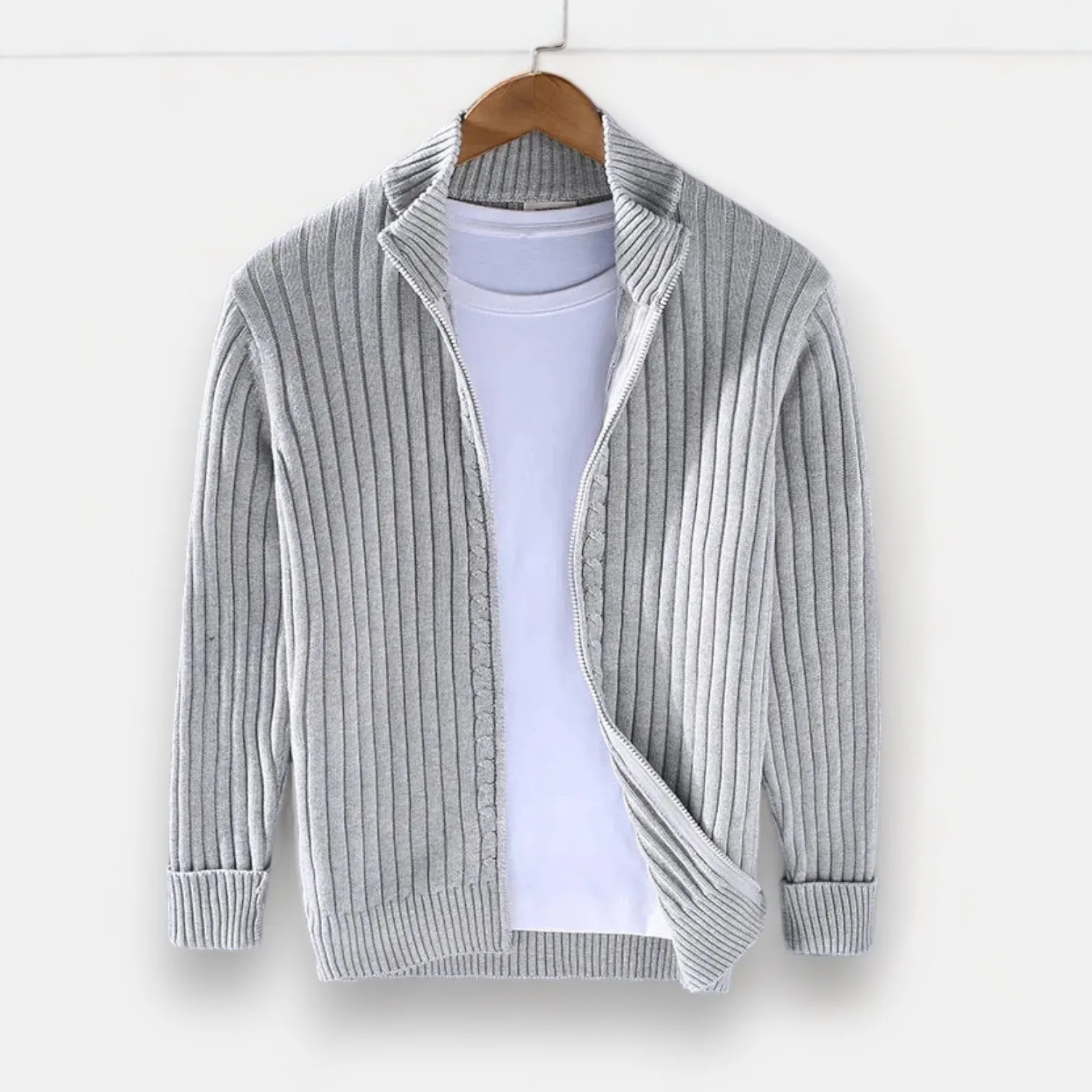 Autumn stand collar cotton cardigan