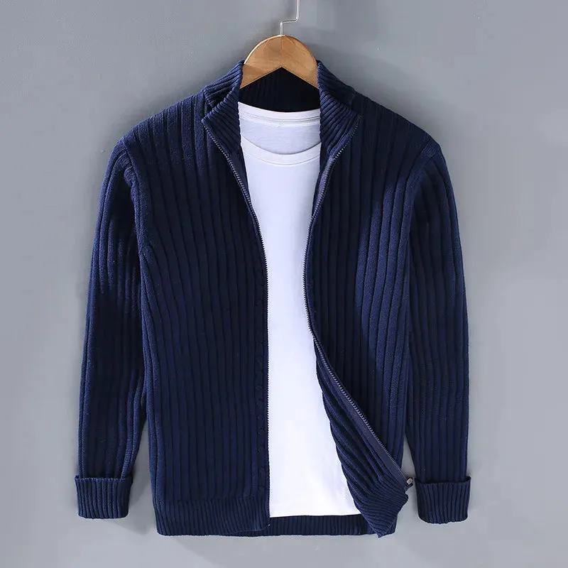 Autumn stand collar cotton cardigan