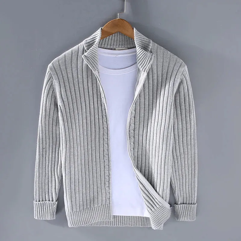 Autumn stand collar cotton cardigan