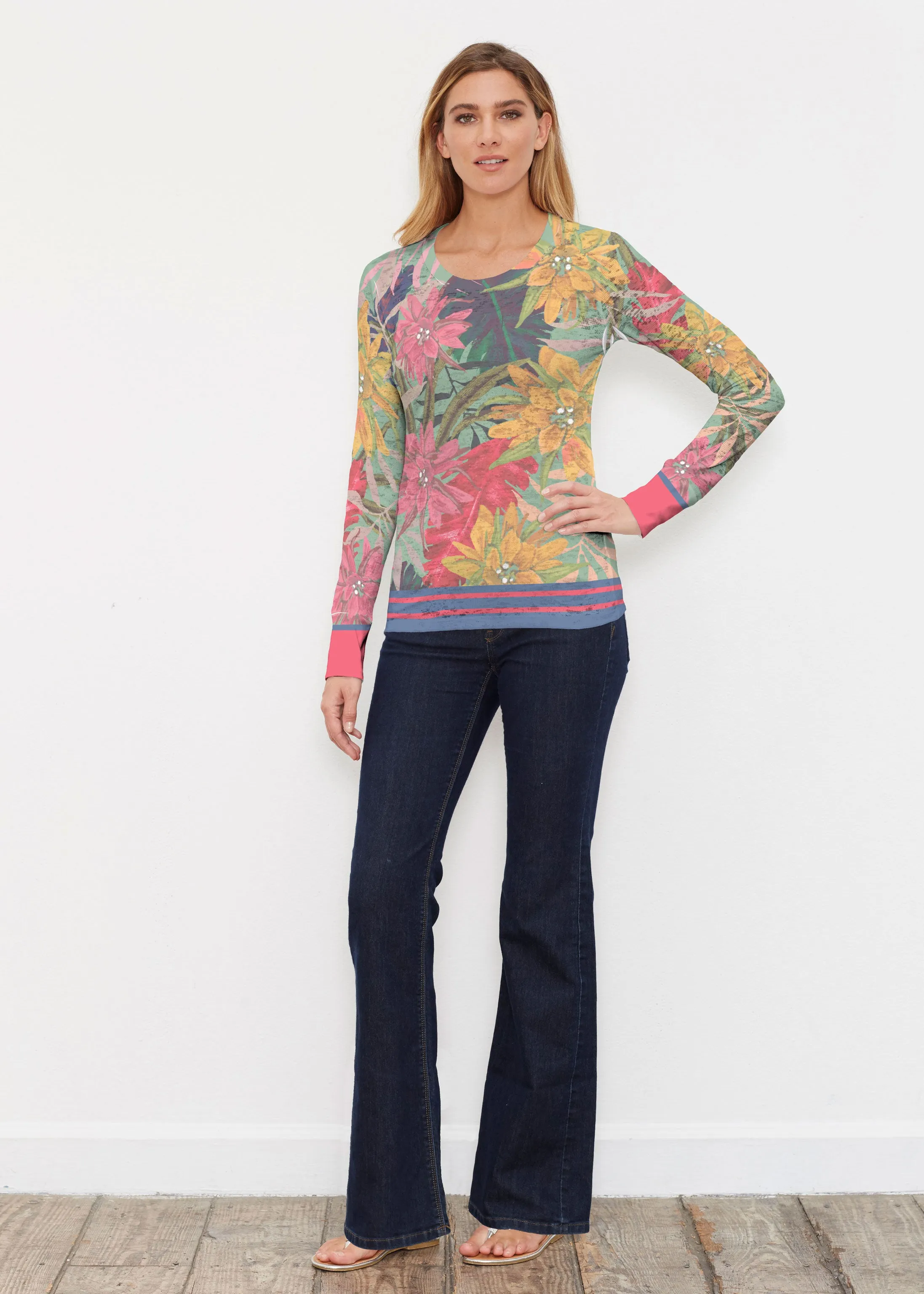 Autumn Stripe (17196) ~ Thermal Long Sleeve Crew Shirt