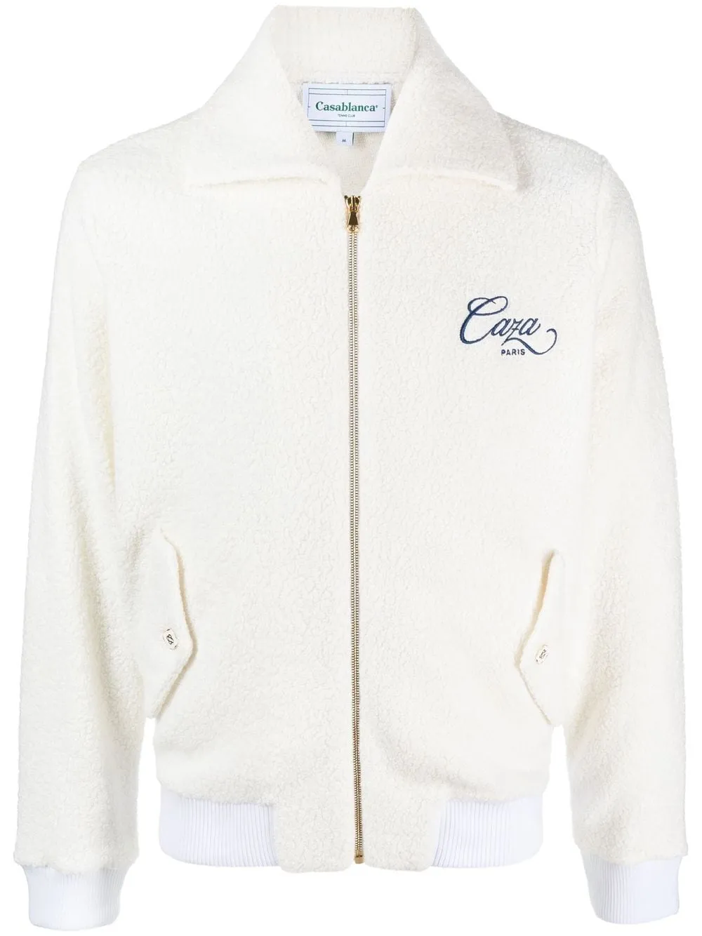 CASABLANCA Logo-embroidered zip-front jacket Off-White