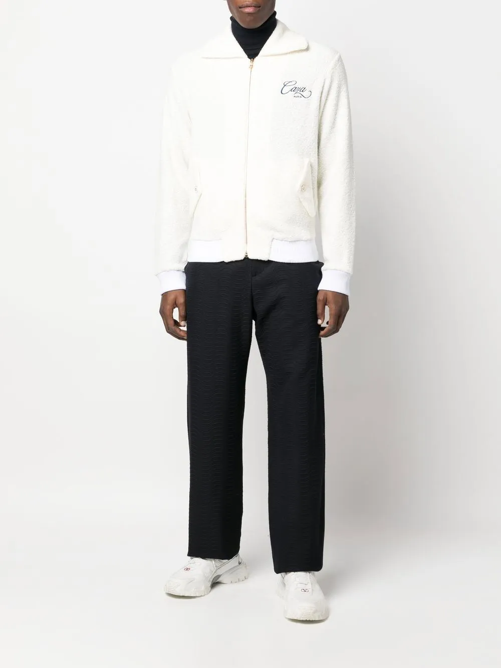 CASABLANCA Logo-embroidered zip-front jacket Off-White