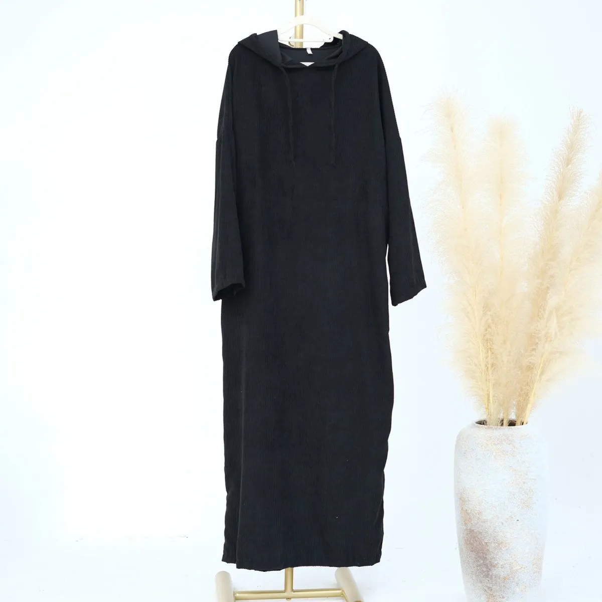Casual Corduroy Hoodie Abaya (MA110)