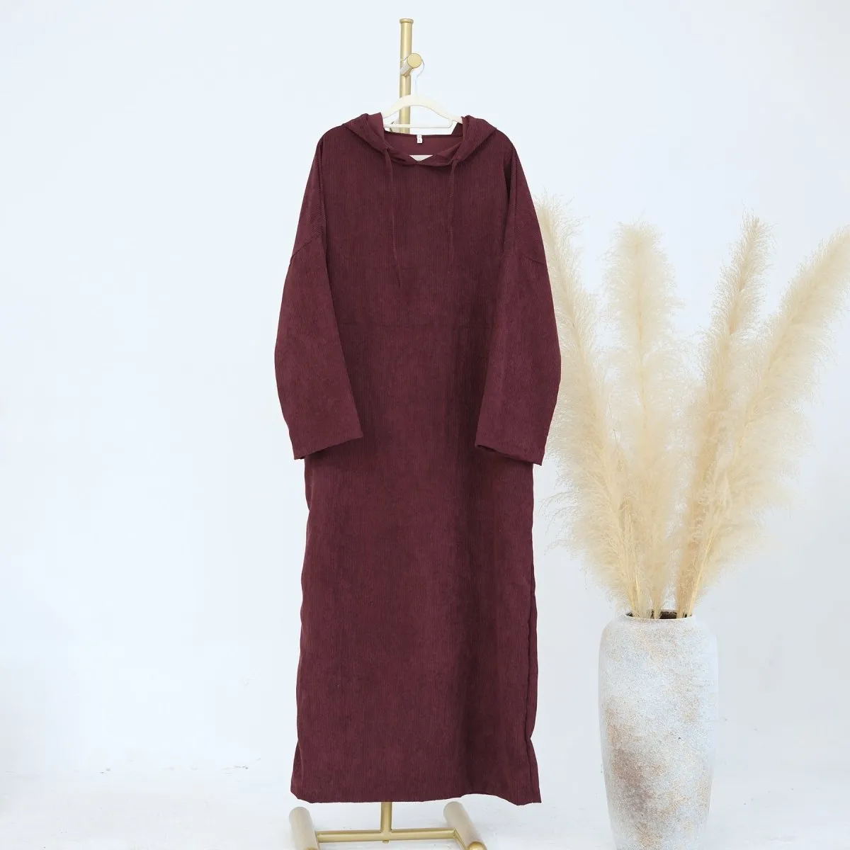 Casual Corduroy Hoodie Abaya (MA110)
