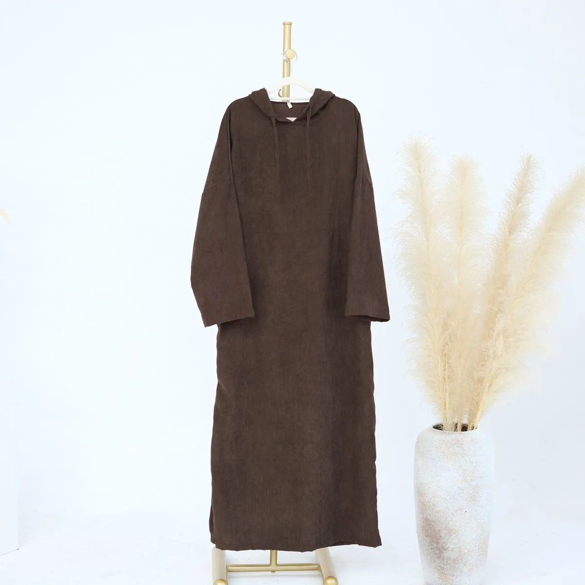 Casual Corduroy Hoodie Abaya (MA110)