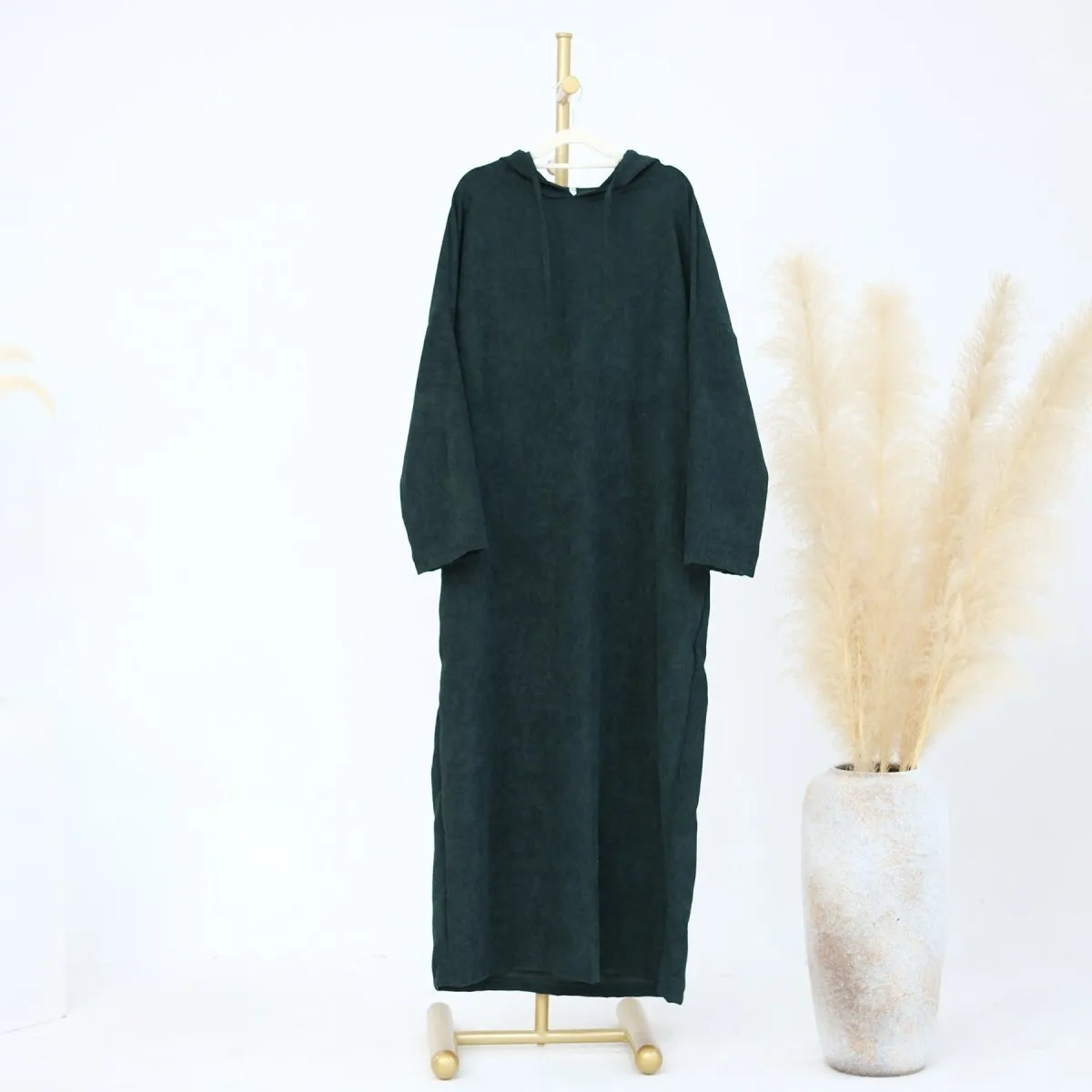 Casual Corduroy Hoodie Abaya (MA110)