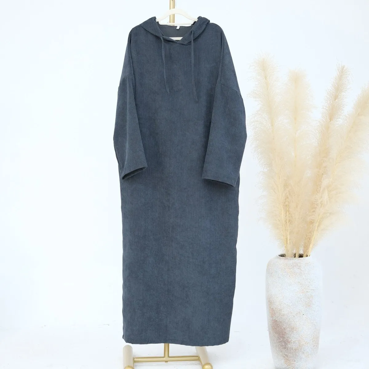 Casual Corduroy Hoodie Abaya (MA110)