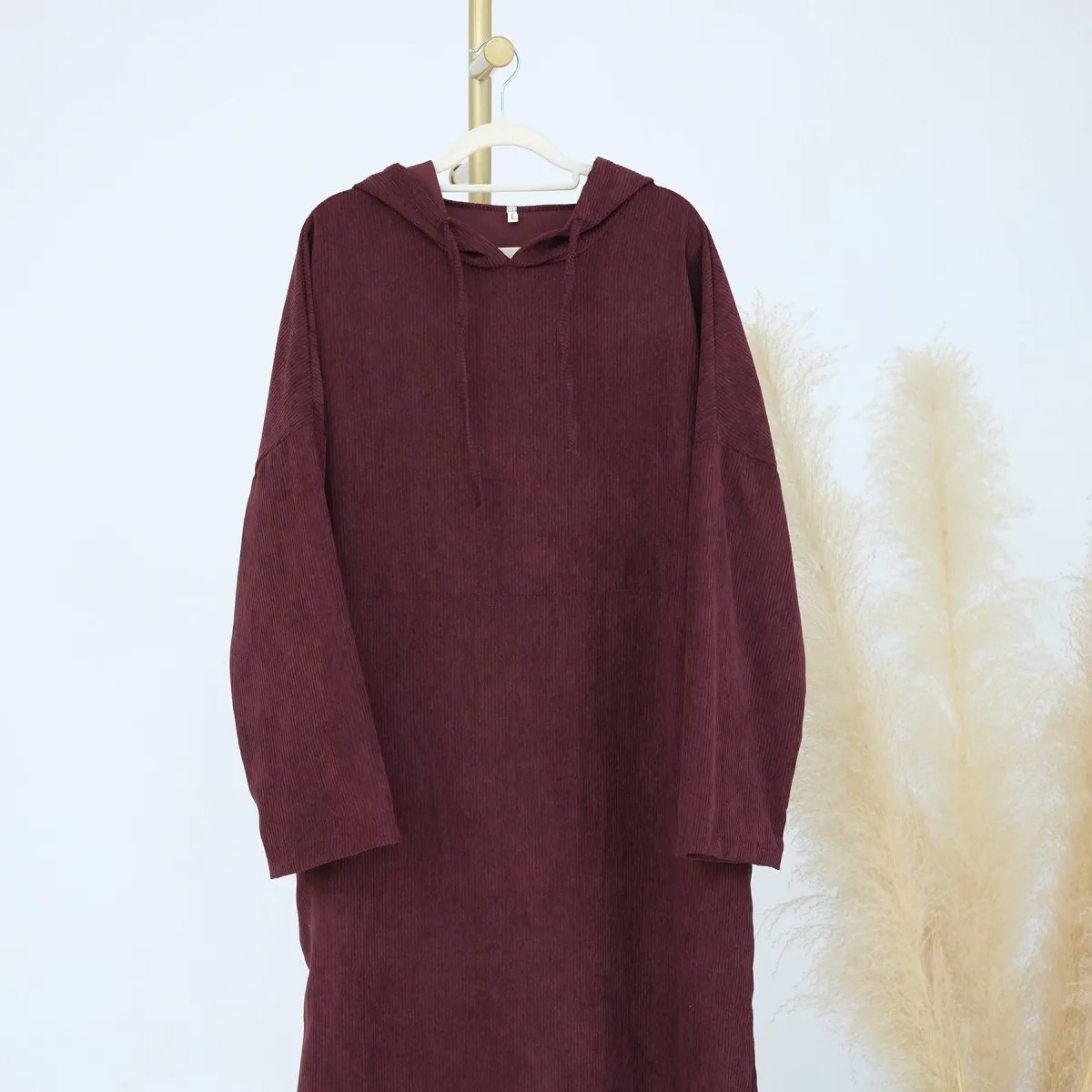 Casual Corduroy Hoodie Abaya (MA110)