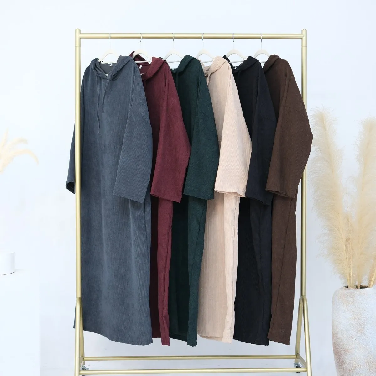 Casual Corduroy Hoodie Abaya (MA110)