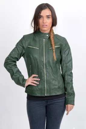 Elegant Design Bomber Leather Jacket For Women By TJS