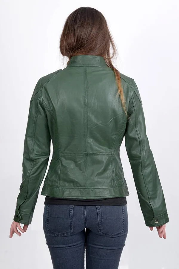 Elegant Design Bomber Leather Jacket For Women By TJS