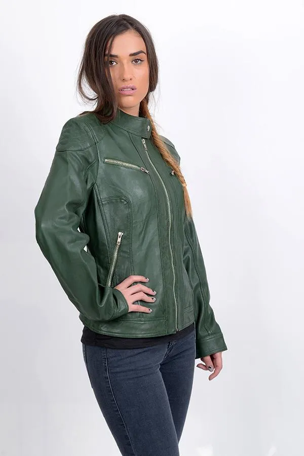 Elegant Design Bomber Leather Jacket For Women By TJS