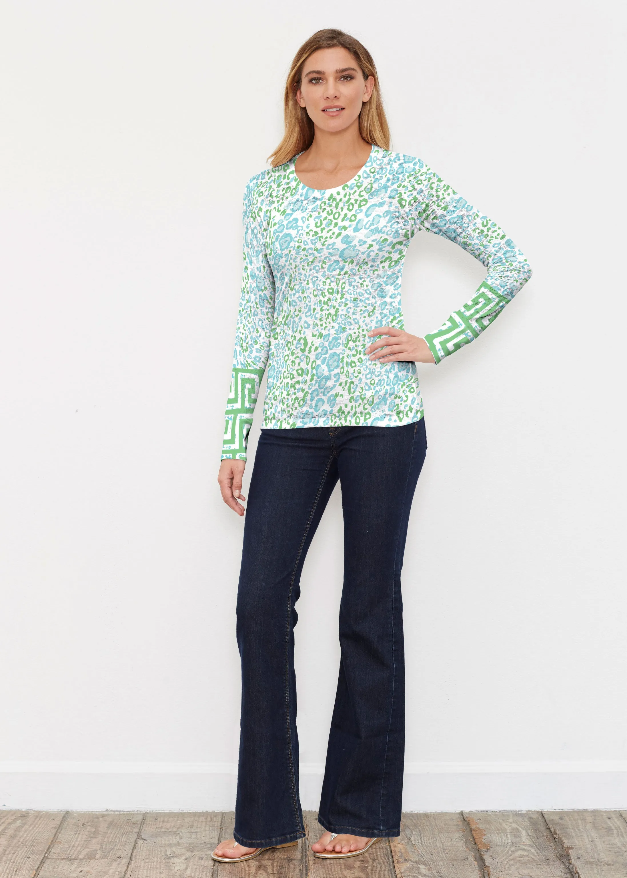 Greek Cat Green (7913) ~ Thermal Long Sleeve Crew Shirt