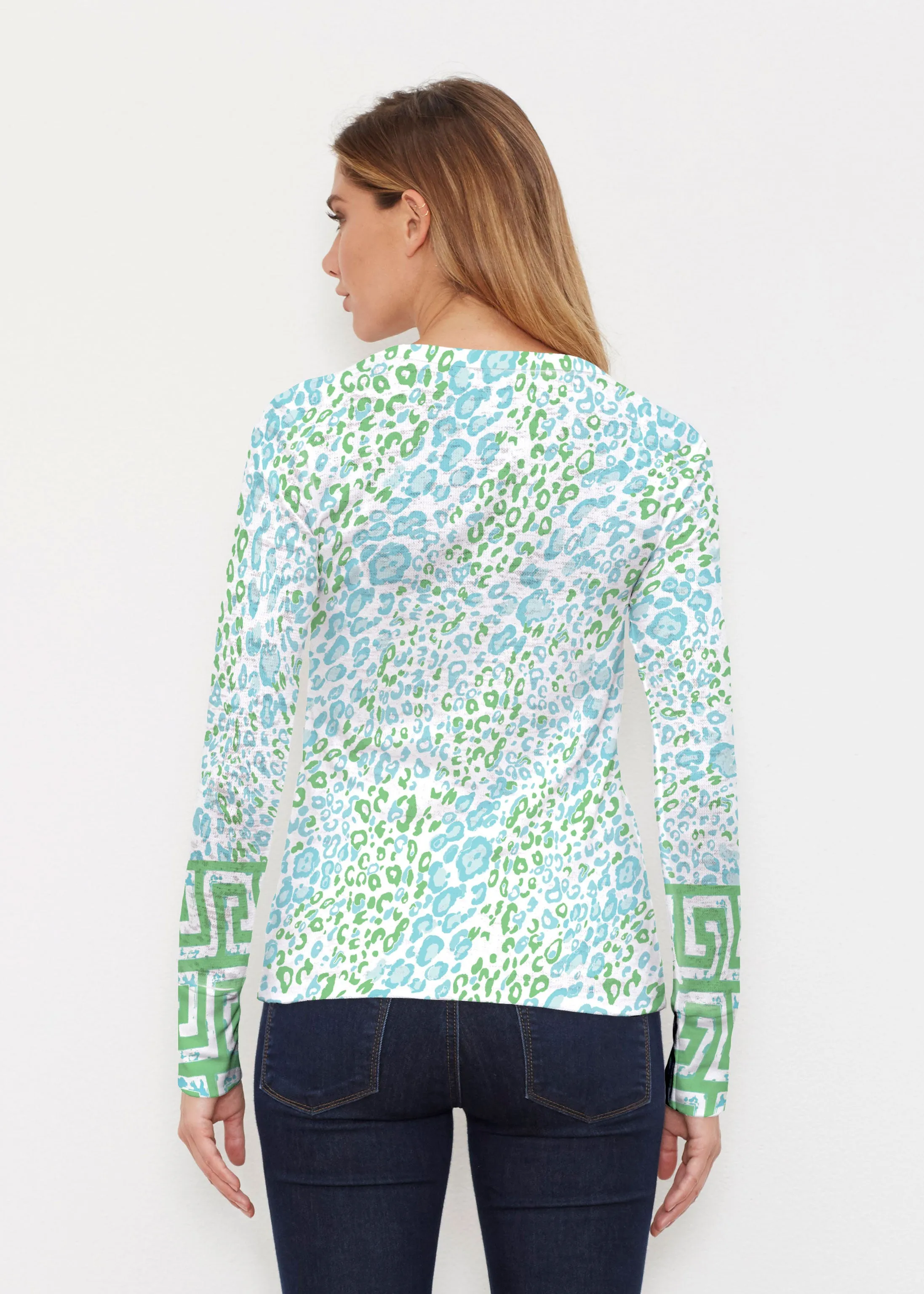 Greek Cat Green (7913) ~ Thermal Long Sleeve Crew Shirt