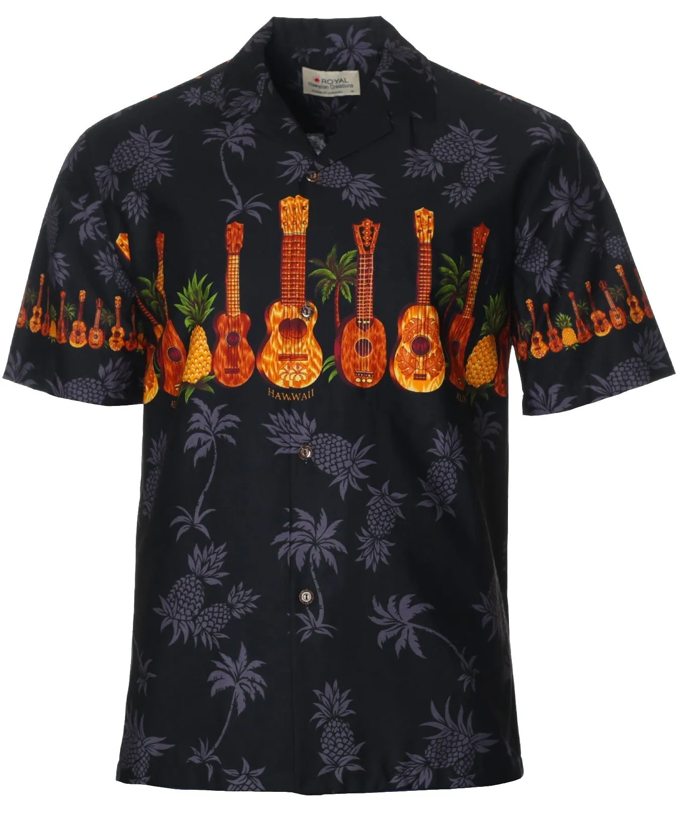 Hawaiian Shirt Ukuleles Pineapples Tropic Chestband