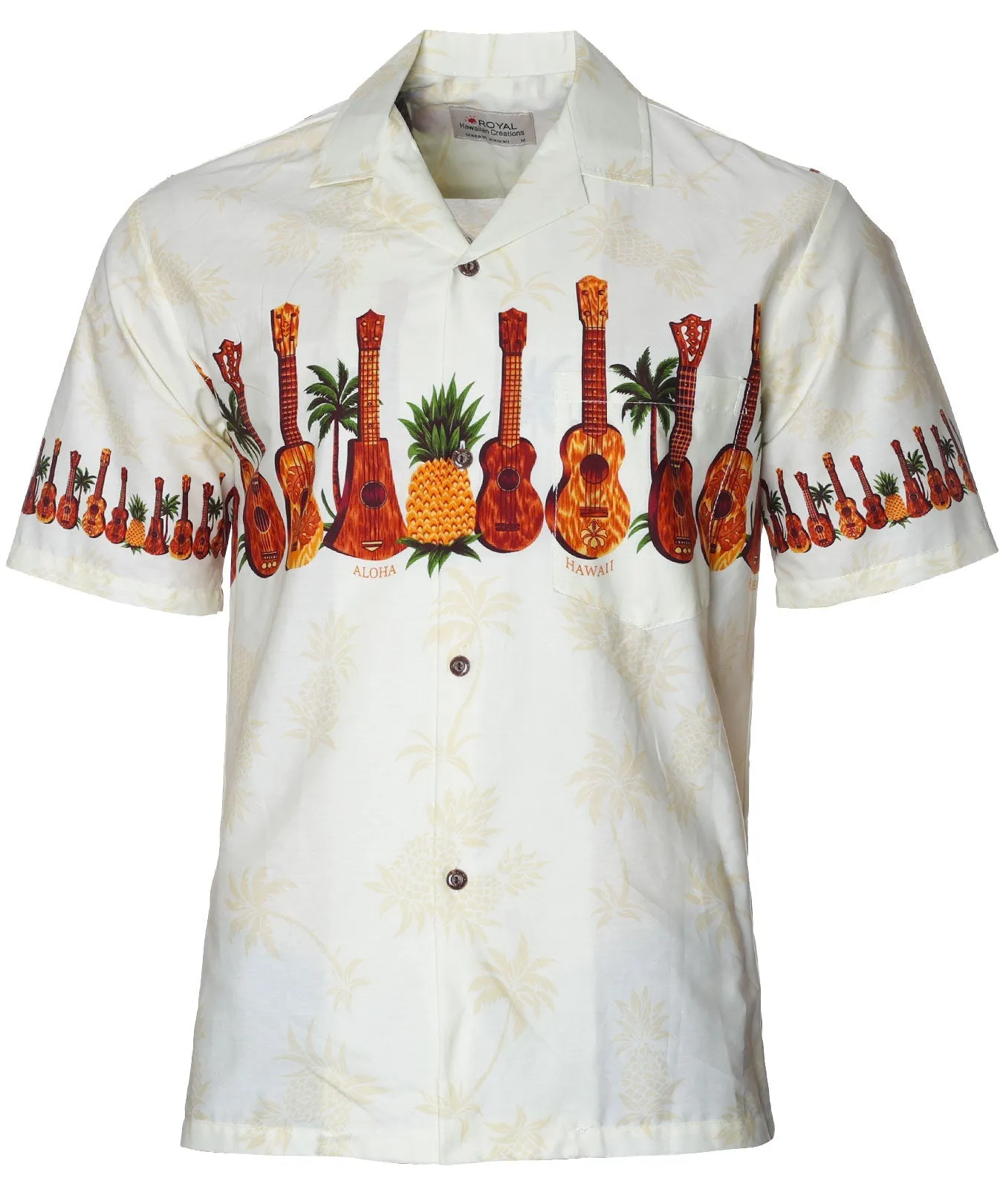 Hawaiian Shirt Ukuleles Pineapples Tropic Chestband