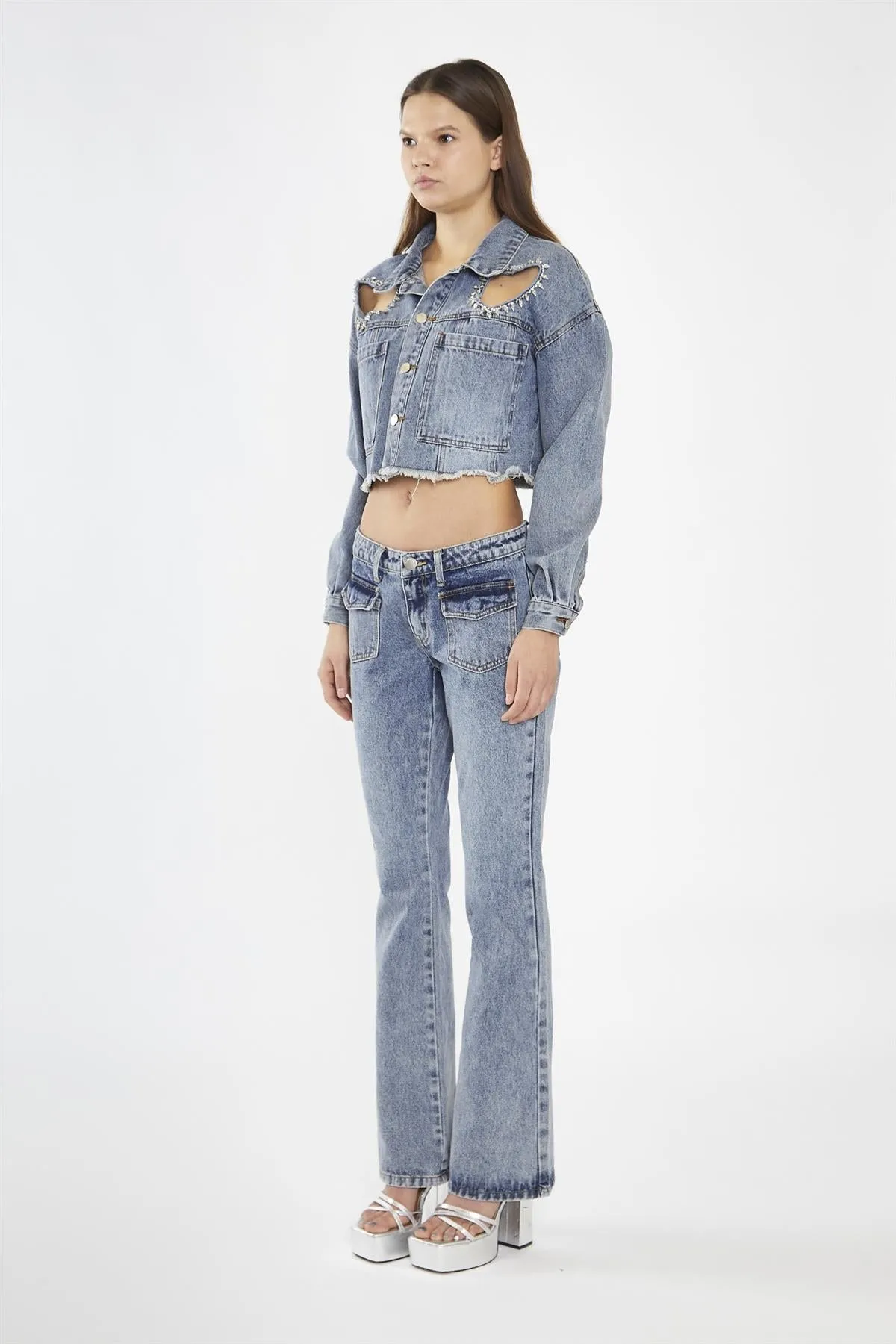 Heavy-Vintage Wash Flared -Jeans