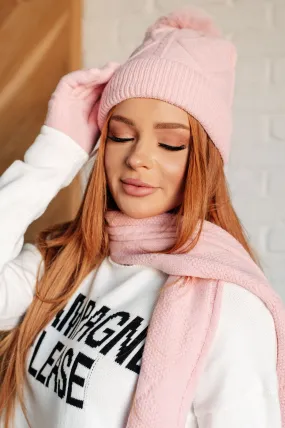 Jane Frost Beanie, Glove & Scarf Set in Pink