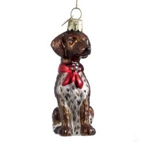 Kurt Adler German Short Hair Pointer with Red Scarf Glass Ornament