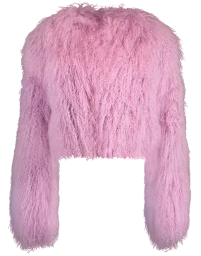 Lilac Shearling Cropped Jacket