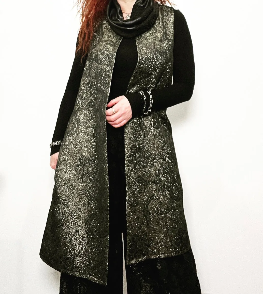 Luxe Collar - Loop Scarf - Faux Leather -  Black Lace