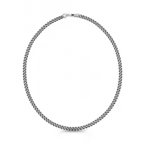 Mens 21" Black Steel Chain Necklace UMN01381STBK