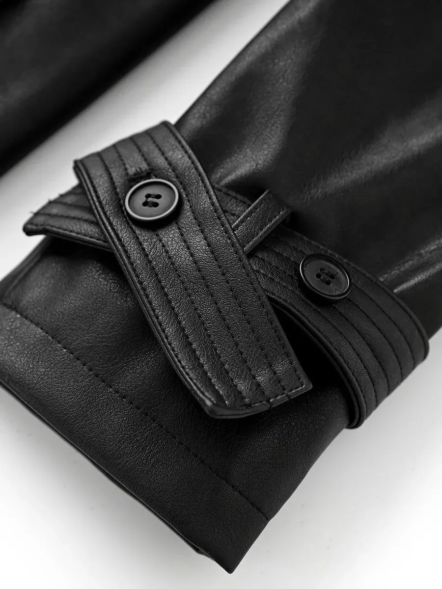 Notched Long Sleeve Double-breasted Coat