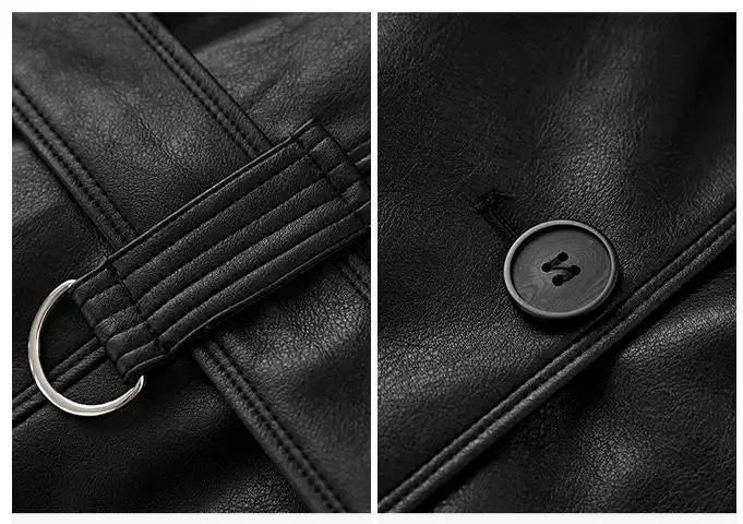 Notched Long Sleeve Double-breasted Coat
