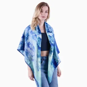 Oversized Clear Blue Silk/Wool Scarf