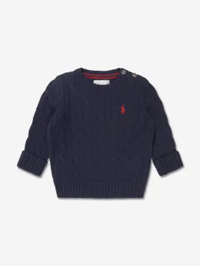 Ralph Lauren Baby Boys Cable Knit Sweater in Navy