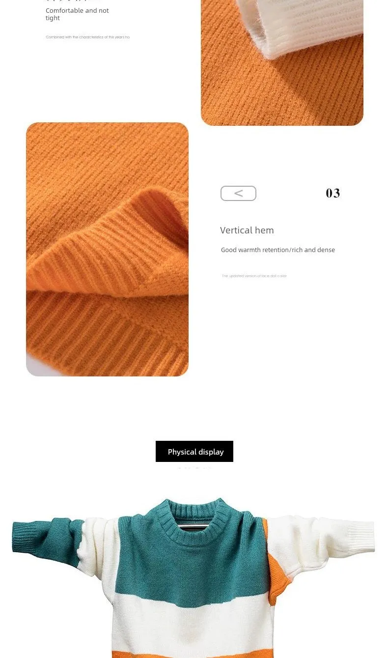Round Neck Sweater Men Autumn and Winter New New Arrival Trendy Loose and Idle Outer Wear Inner Wear Thermal Knitting Bottoming Shirt