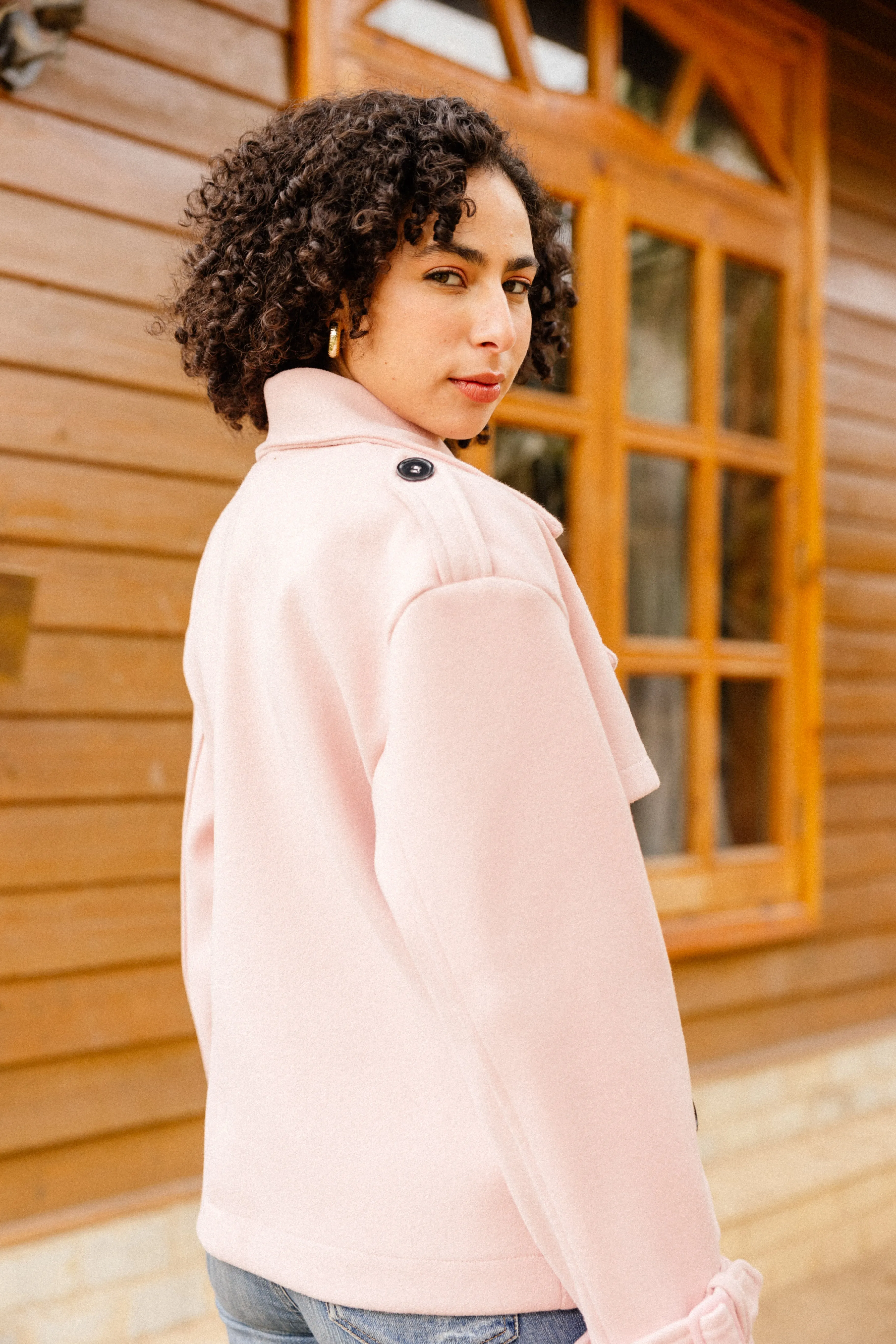 SHORT SOFT TRENCH COAT LIGHT PINK