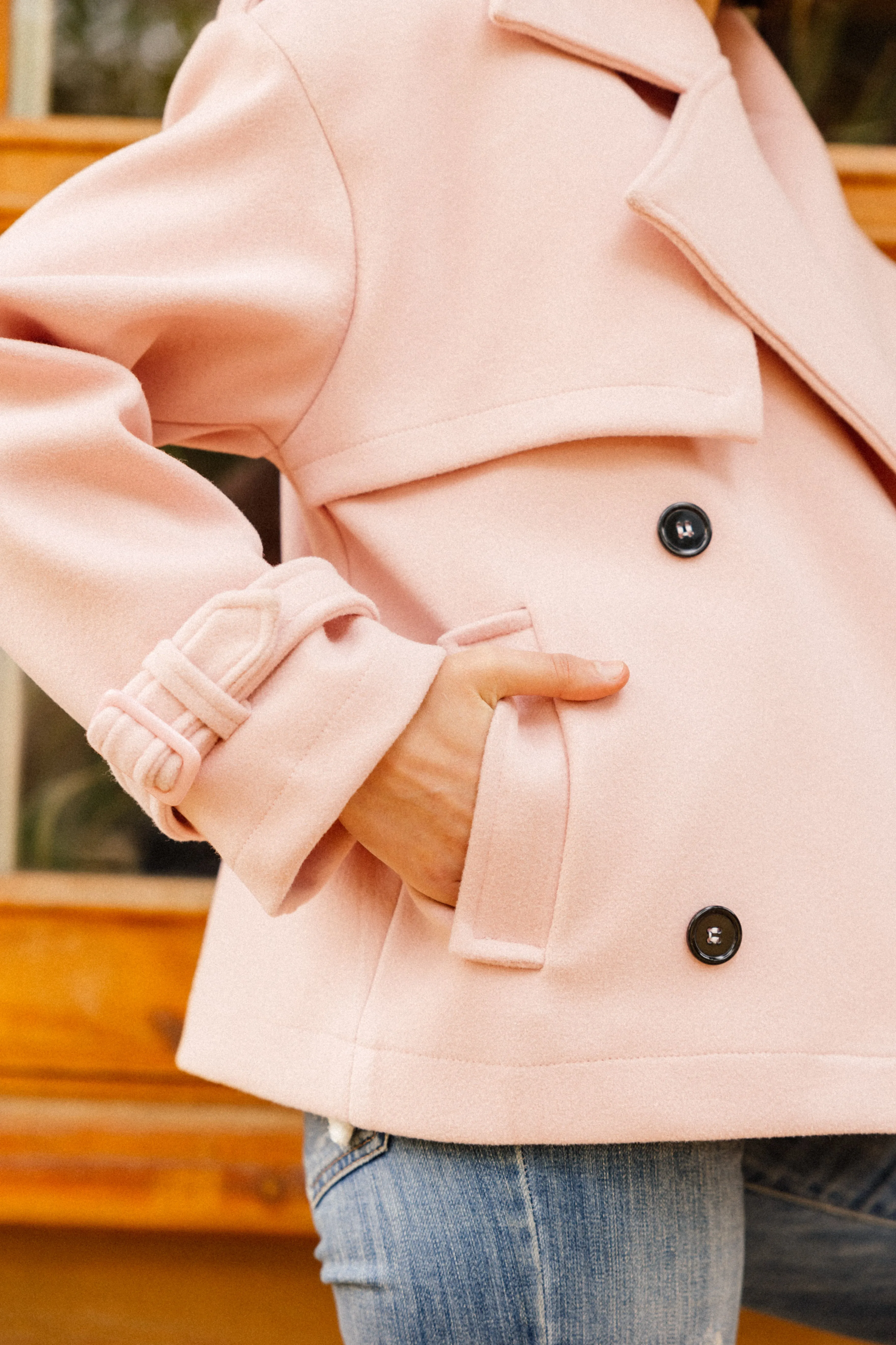 SHORT SOFT TRENCH COAT LIGHT PINK
