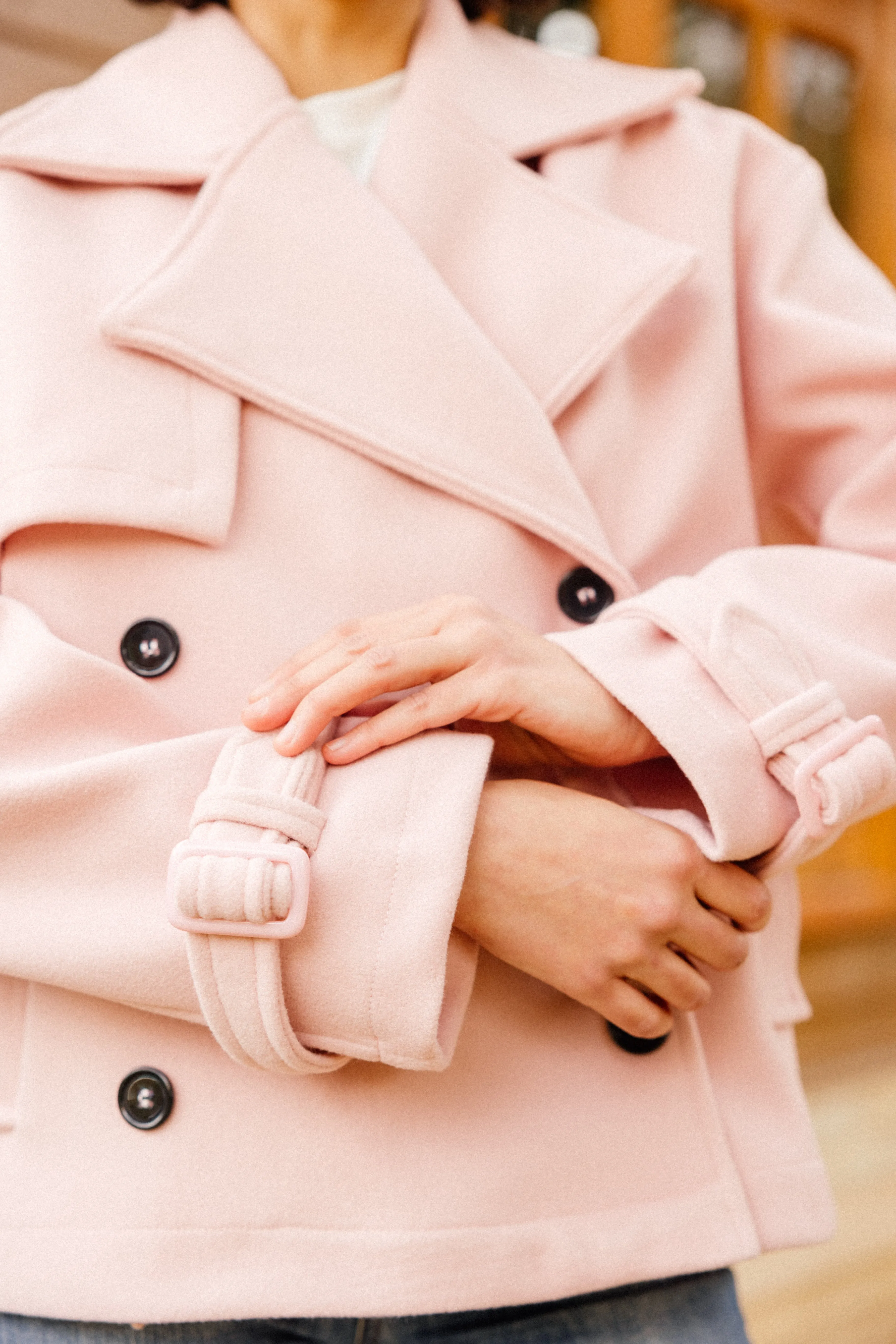 SHORT SOFT TRENCH COAT LIGHT PINK