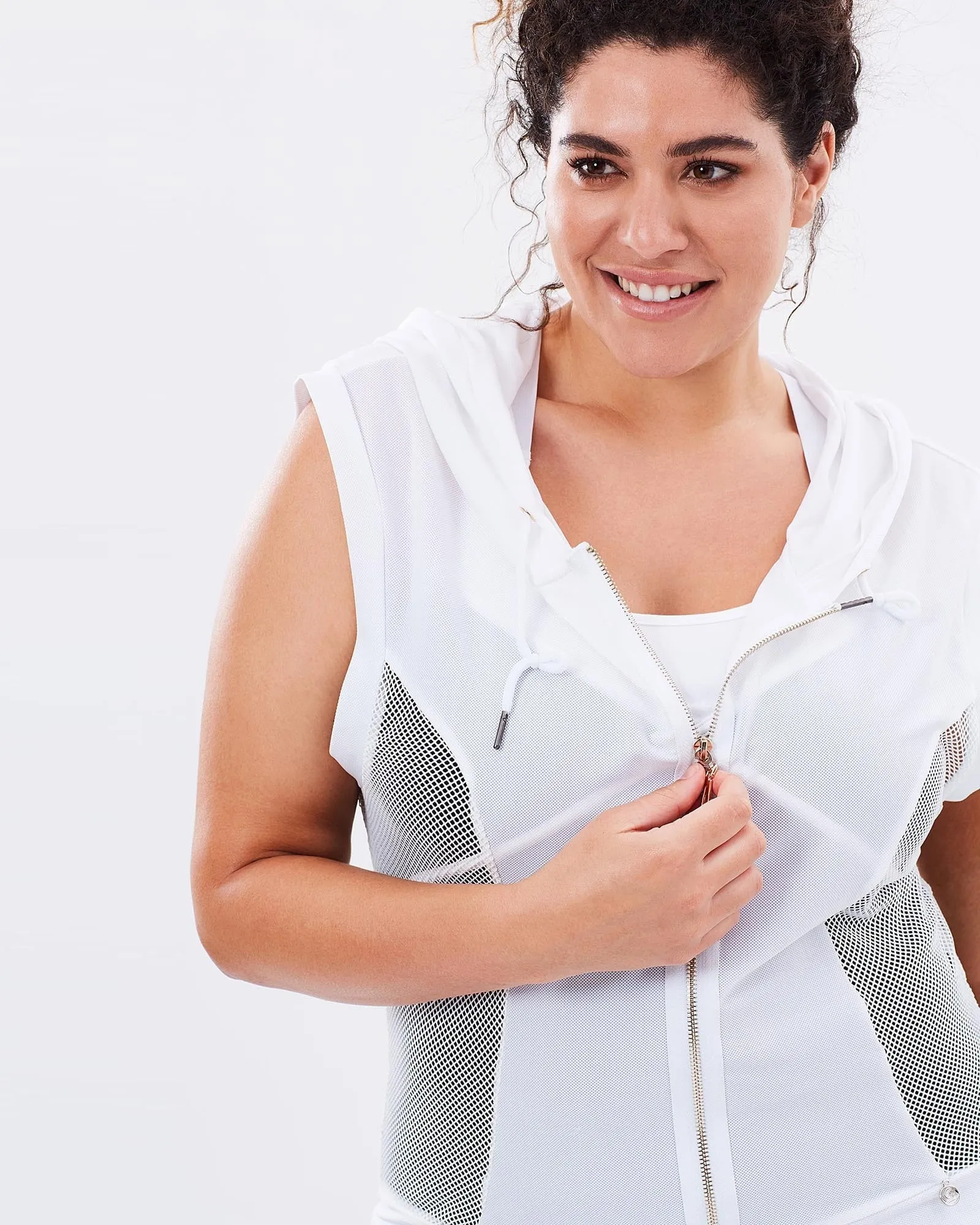 Slingback Mesh Hoodie - White