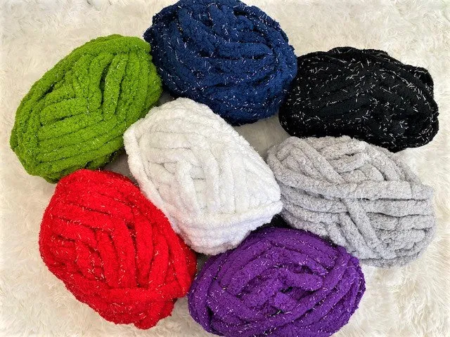 Sparkly chenille yarn