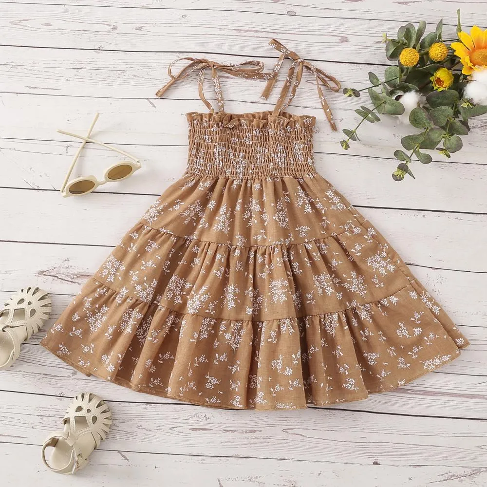 Summer Floral Print Slip Dress Wholesale Baby Children Clothes
