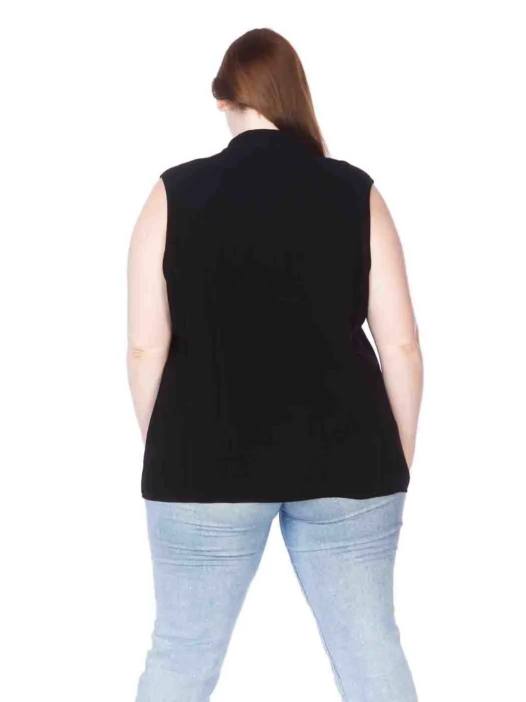 Tianello Plus Sized TENCEL™ "Vine" Cotton Jacquard Sleeveless "Oxford" Vest Jacket-Lined...  with Side Pockets