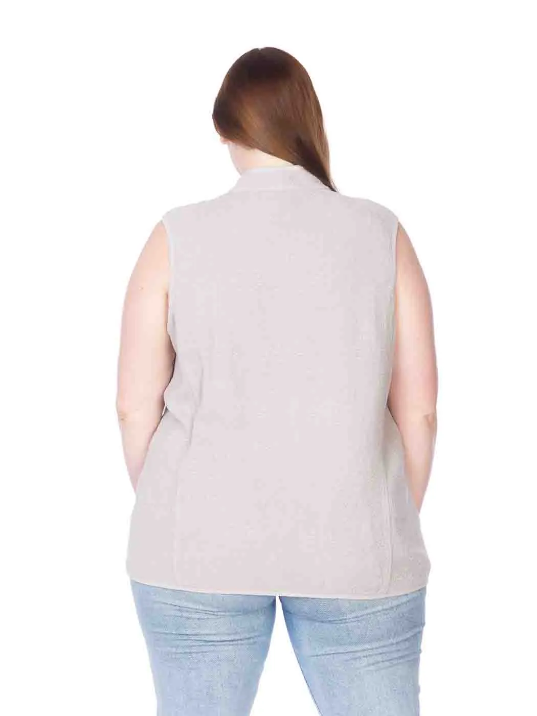 Tianello Plus Sized TENCEL™ "Vine" Cotton Jacquard Sleeveless "Oxford" Vest Jacket-Lined...  with Side Pockets