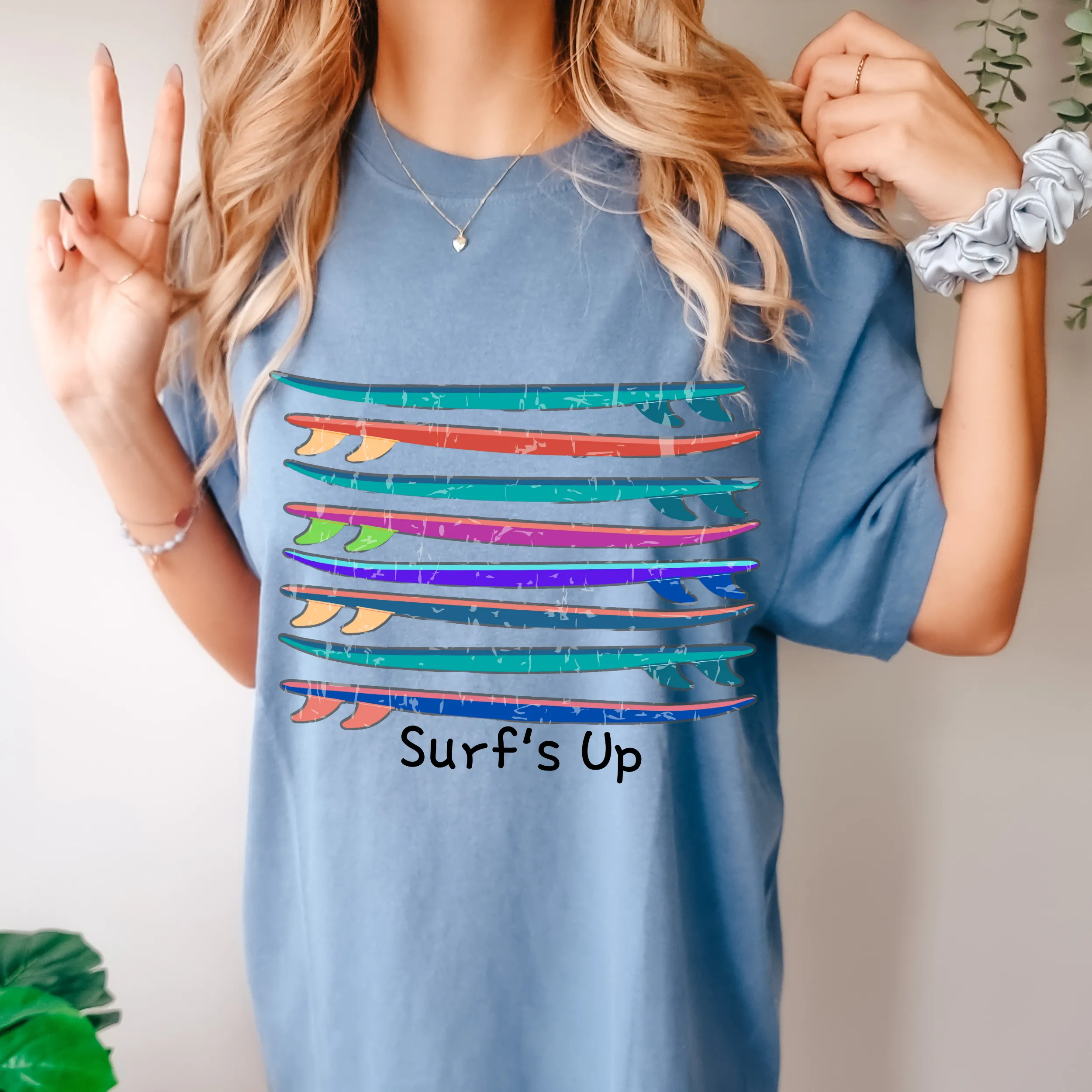 Vintage Surf's Up Summer Comfort Colors® Unisex T-shirt, Vintage Surfboard Design, Pretty Spring or Summer Colors, Retro Surfboards Tee