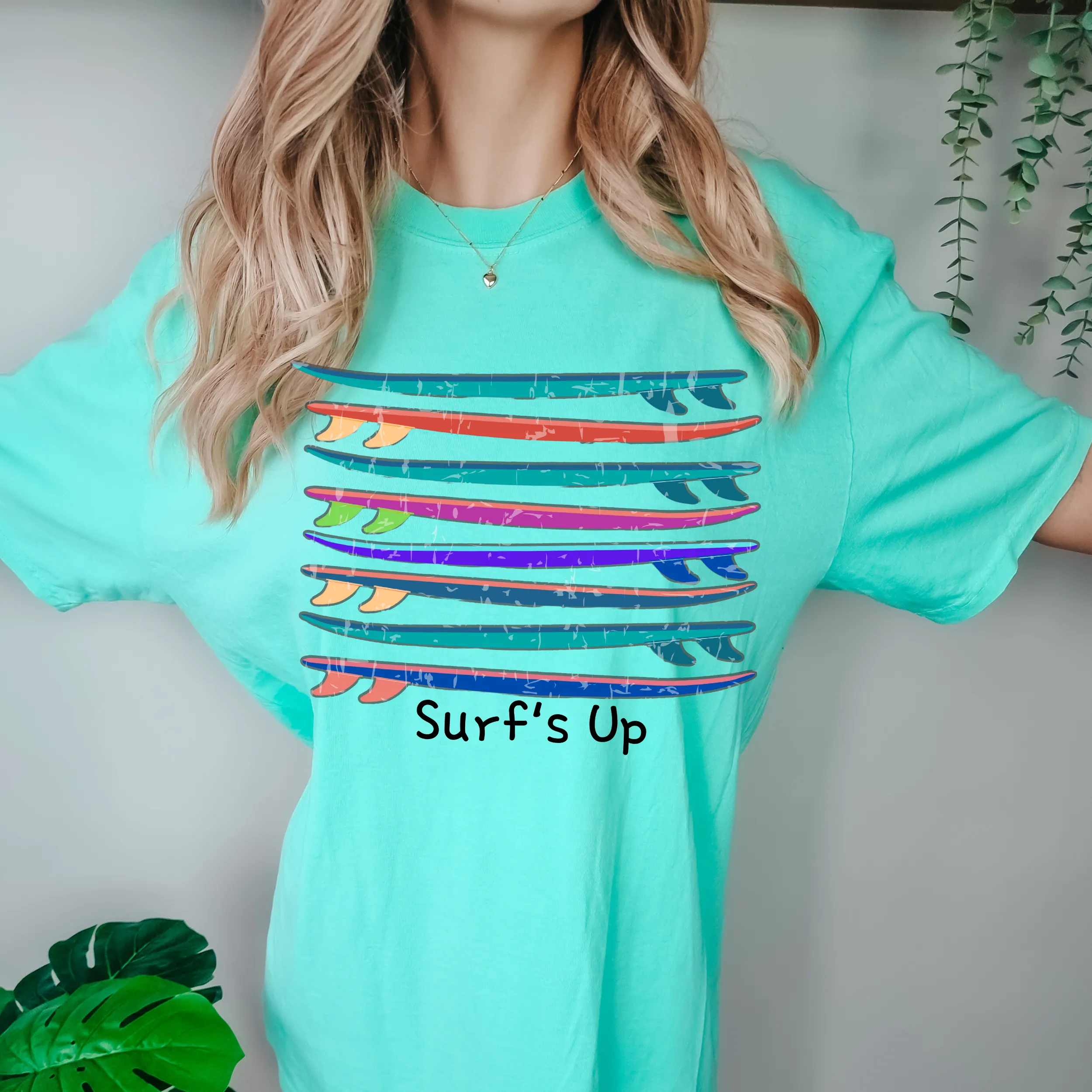 Vintage Surf's Up Summer Comfort Colors® Unisex T-shirt, Vintage Surfboard Design, Pretty Spring or Summer Colors, Retro Surfboards Tee