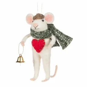 Winter Mouse with Heart & Bell felt Ornament