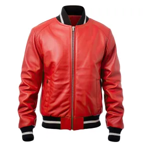 Women's Vintage Racer Red Lyla Bomber Genuine Cowhide Leather Jacket