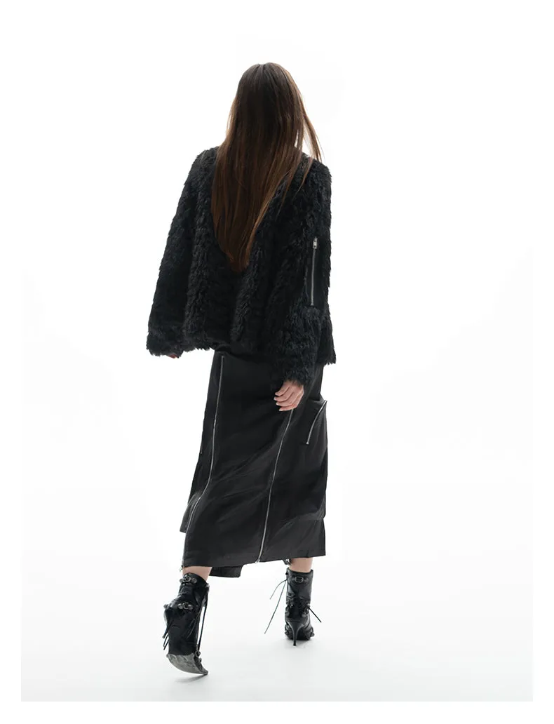 Zippered alpaca wool coat